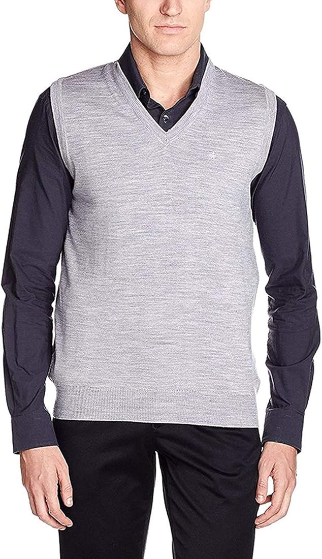 Malvina Men's Wool Reversible Sleeveless Sweater (Grey-Green